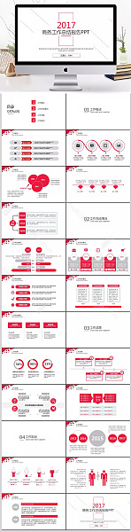 红色极简商务工作简报项目总结PPT模板