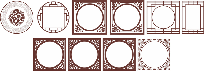 木头雕刻图案大全，中式花纹边框雕刻图案