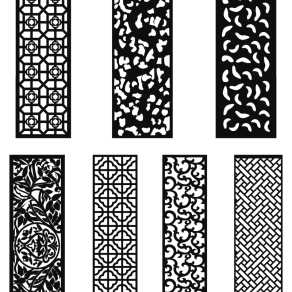 木板雕刻图案，现代镂空雕花图案
