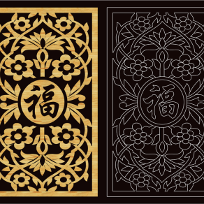 镂空雕刻图案大全，中国风福字镂空雕刻图案