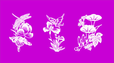 中国剪纸图案大全 ，花与昆虫剪纸图案
