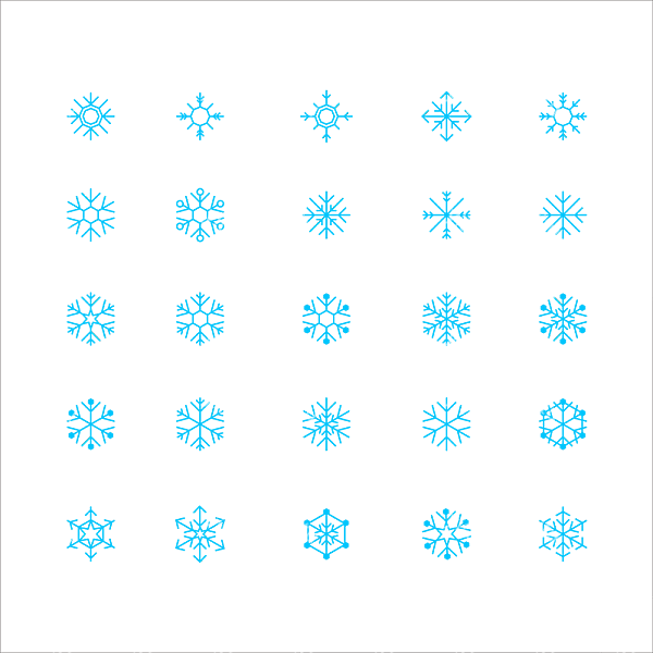 剪纸图案大全，25款扁平化雪花的剪纸图案