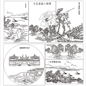 雕刻图案大全，六款风景雕刻图案