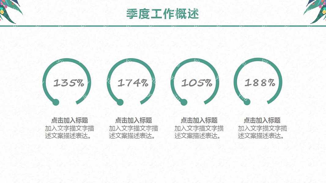 手绘水彩季度工作汇报PPT模板免费下载 