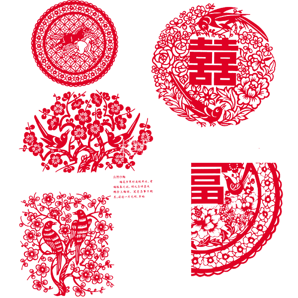 民间剪纸图案大全，特色文艺花鸟剪纸图案