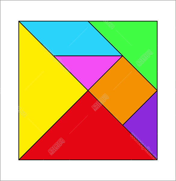 七巧板拼图图案大全，经典正方形益智七巧板图案 (2).png