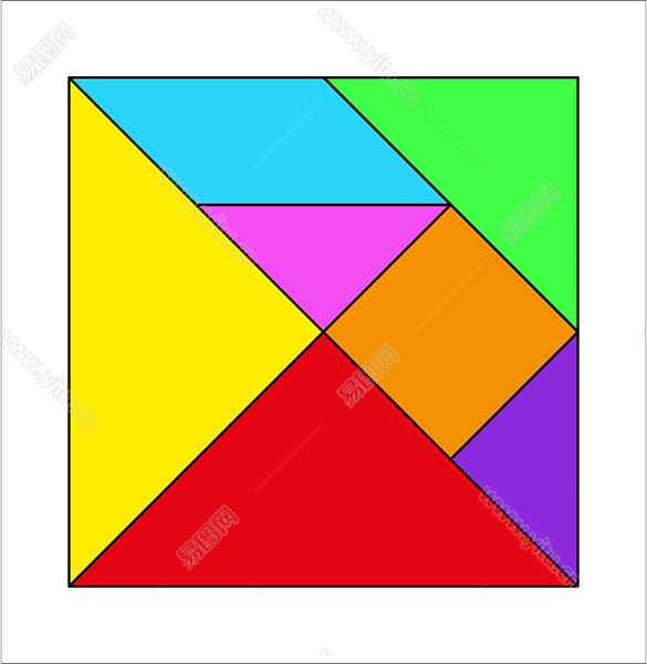 七巧板拼图图案大全，经典正方形益智七巧板图案 (1).png