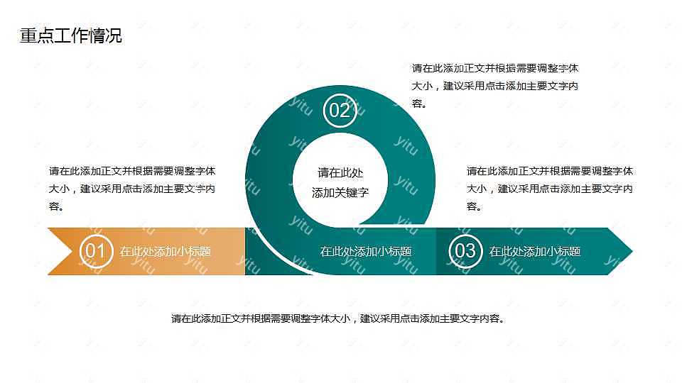 橙绿简约年中汇报ppt模板下载 