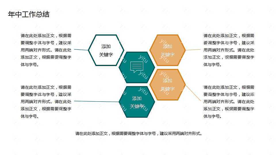 橙绿简约年中汇报ppt模板下载 