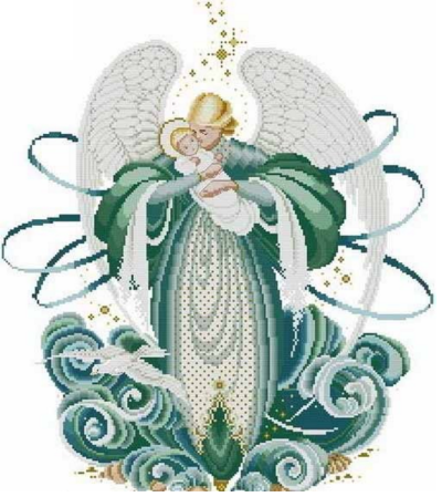 十字绣图案，欧式天使母女十字绣图案