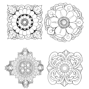 雕刻图案大全，4款欧式花型装饰雕刻图案