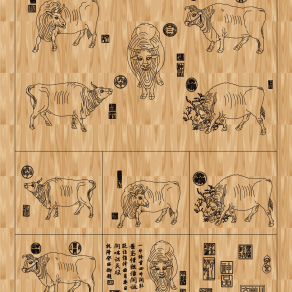 雕刻图案大全，各种牛木板雕刻图案