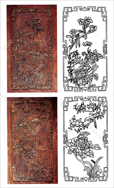 安徽花鸟木雕雕刻图案 
