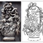 安徽浮雕花篮葡萄雕刻图案 