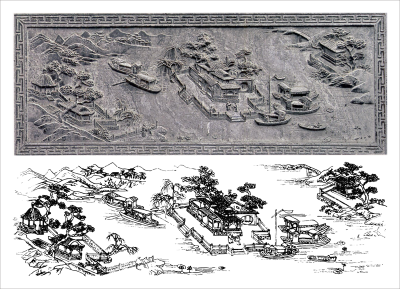 安徽栏板石雕“西湖十景”雕刻图案