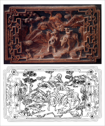 浙江木雕“小放牛”动物雕刻图案