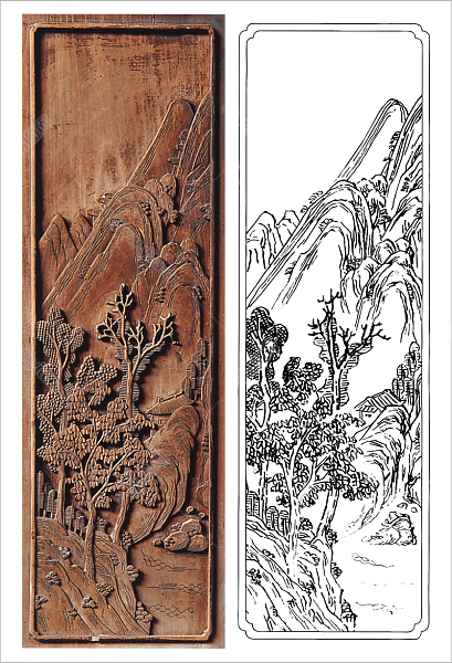 安徽木雕山水雕刻图案 