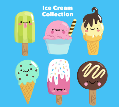 6款夏季卡通雪糕冰淇淋装饰图案