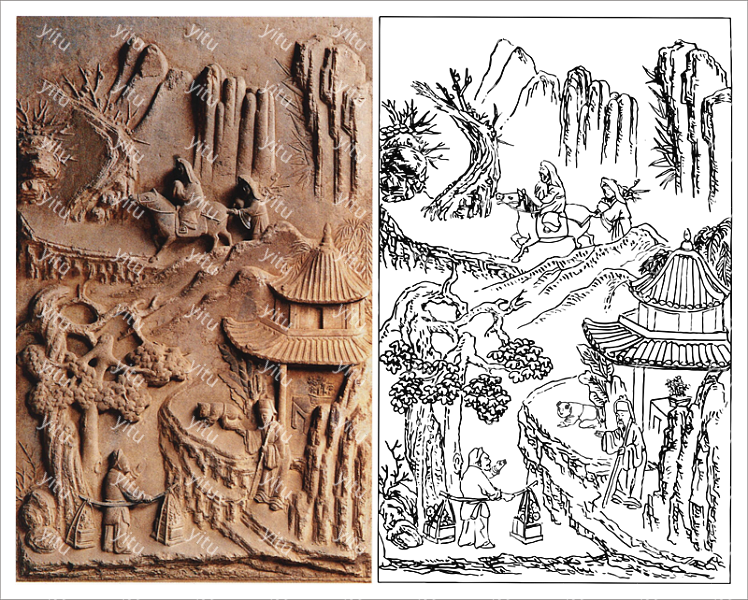 山西灵石砖雕“四爱图”雕刻图案