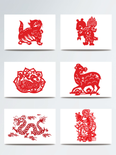 ​春节吉祥动物剪纸图案