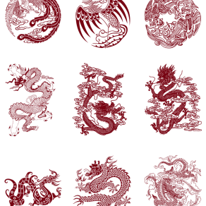 9款龙纹特色装饰雕刻图案