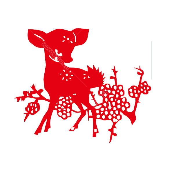 8款中国红动物剪纸图案