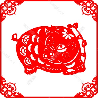 关于猪的吉祥剪纸图案.gif