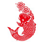 锦鲤花与鱼传统雕刻图案