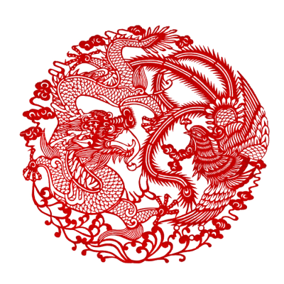 传统中国风龙凤呈祥剪纸图案