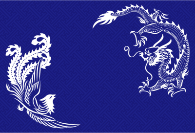 中国风古典龙凤背景白描装饰图案
