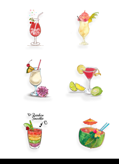 清凉水果果汁夏日风装饰图案