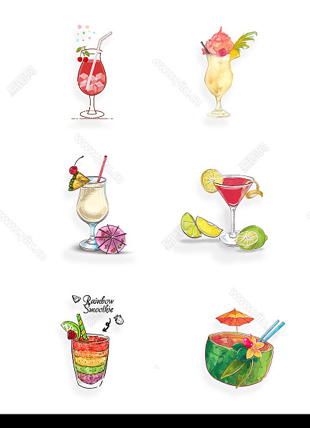 清凉水果果汁夏日风装饰图案