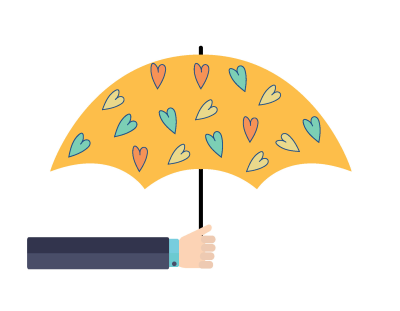 黄色爱心伞装饰图案