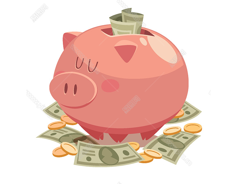 粉红小猪存钱罐装饰图案