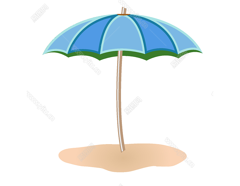 蓝色的太阳伞装饰图案.jpg