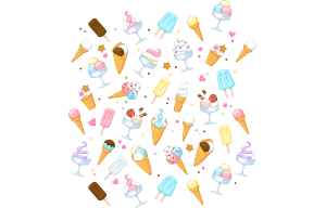 多款卡通冰淇淋装饰图案