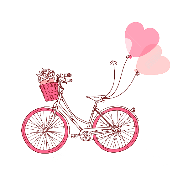 挂气球的自行车手绘爱心图案.png
