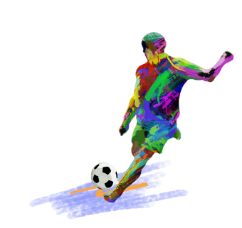 世界杯运动员踢足球水彩涂鸦