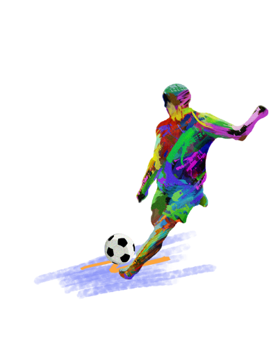 世界杯运动员踢足球水彩涂鸦