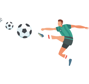 足球运动员踢球插画设计