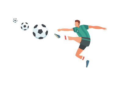 足球运动员踢球插画设计