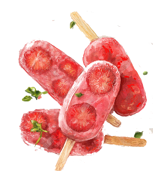 手绘草莓冰淇淋图案