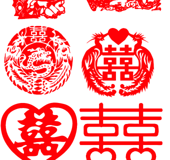 中国风喜字剪纸图案