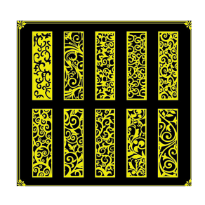 金色镂空屏风雕刻图案