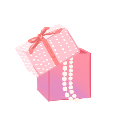粉红爱心礼盒装饰图案