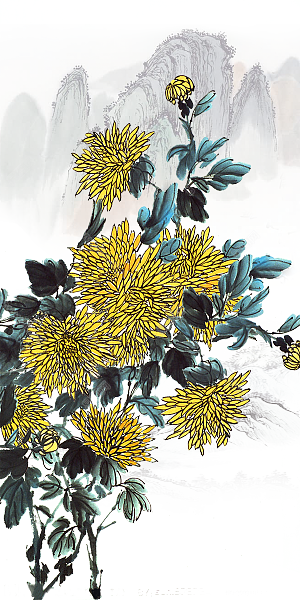 梅兰竹菊的菊的无框画.png