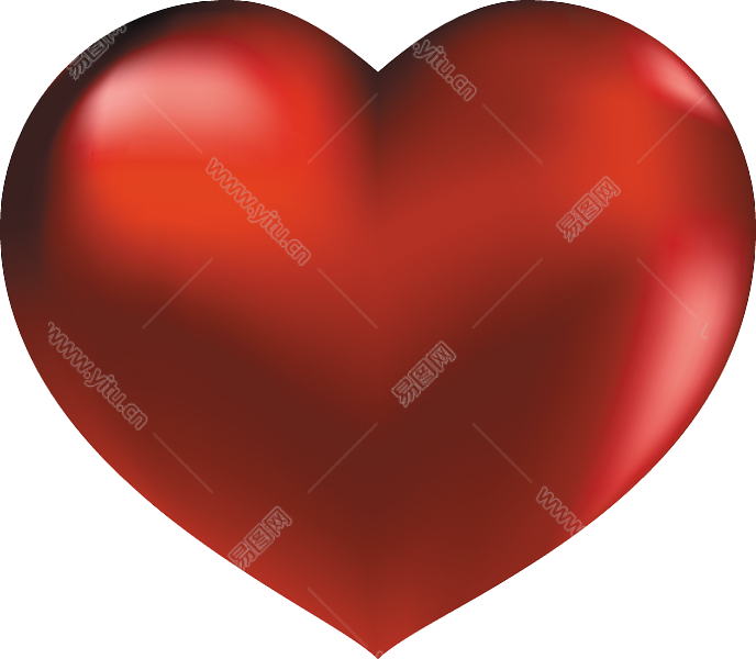 3d立体金属质感红色标准爱心图案