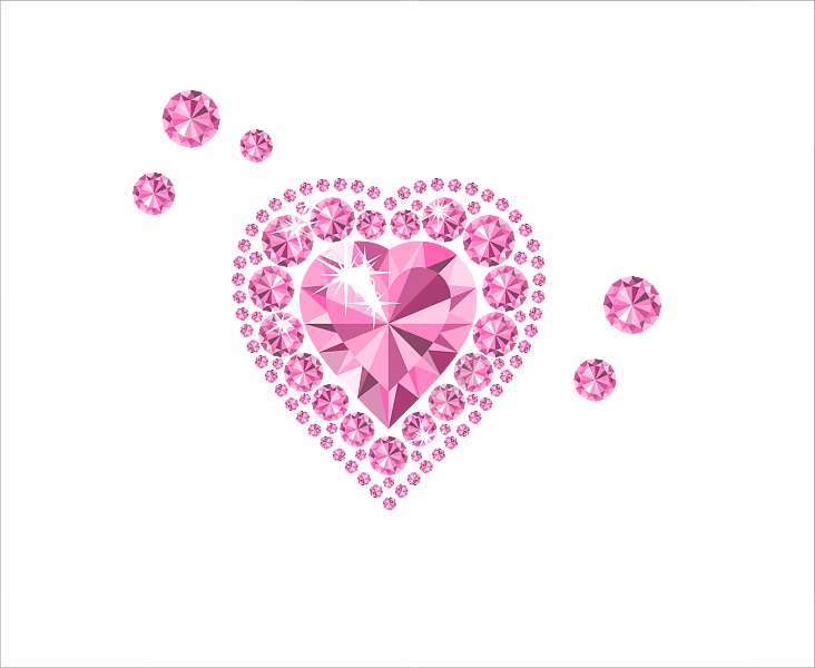 超仿真手绘闪光粉色爱心钻石素材