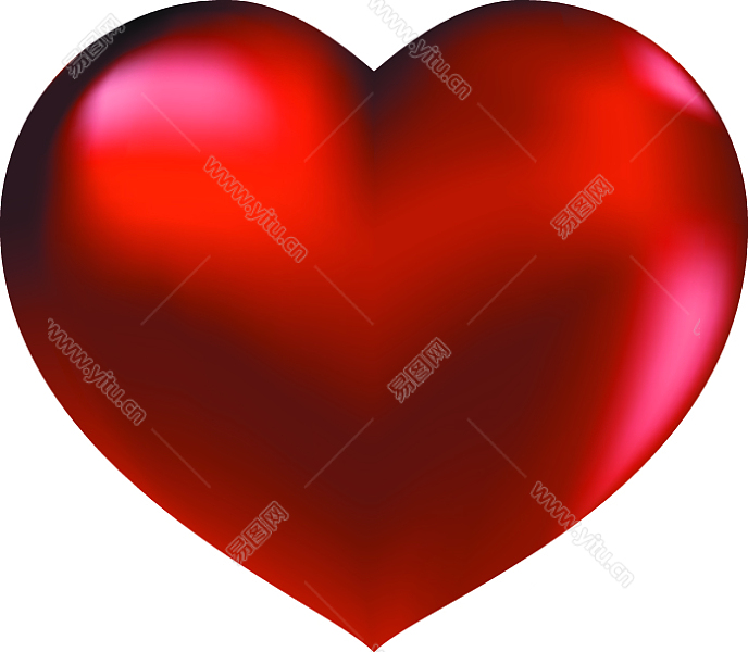 3d立体金属质感红色标准爱心图案