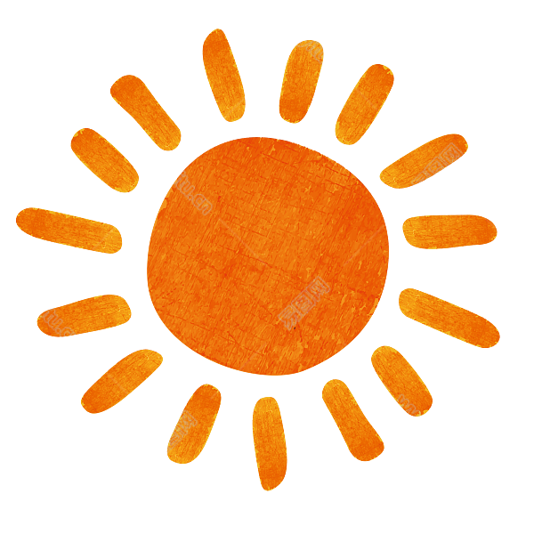 橙色手绘太阳矢量素材.png